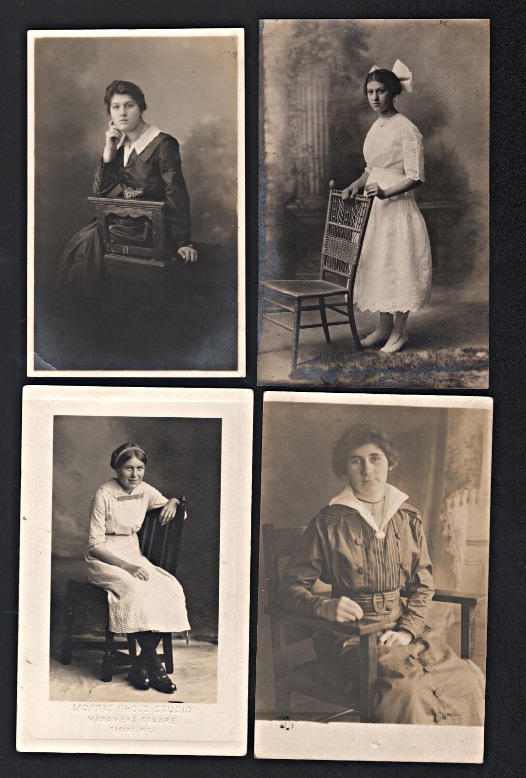 Lot of 4 RPPC Vintage Postcards of Women / Girls None have been Mailed