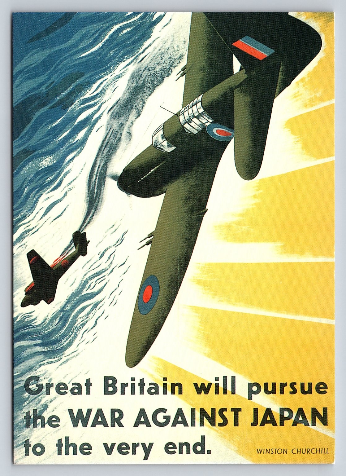 WWII Propaganda Postcard: Great Britain War Against Japan Winston Churchill