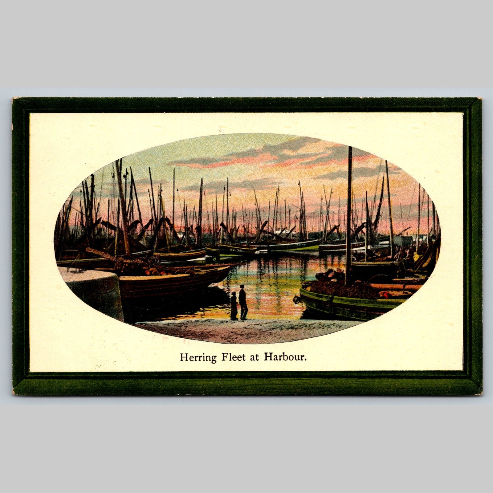 Postcard Herring Fleet at Harbour Nautical Scene Virginia