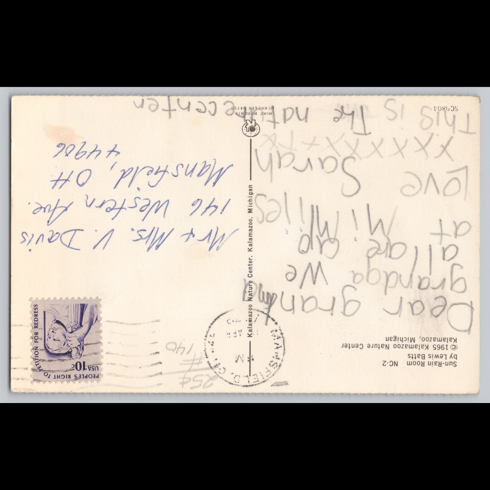 Postcard Kalamazoo Nature Center Sun-Rain Room Michigan 1965