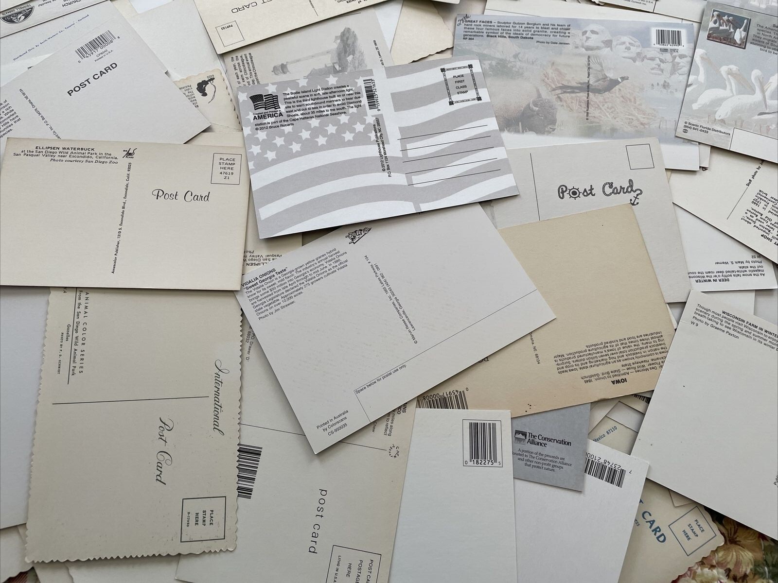 State Post Cards Mixed Lot of 390 Unused Vintage Straight & Scalloped Edge