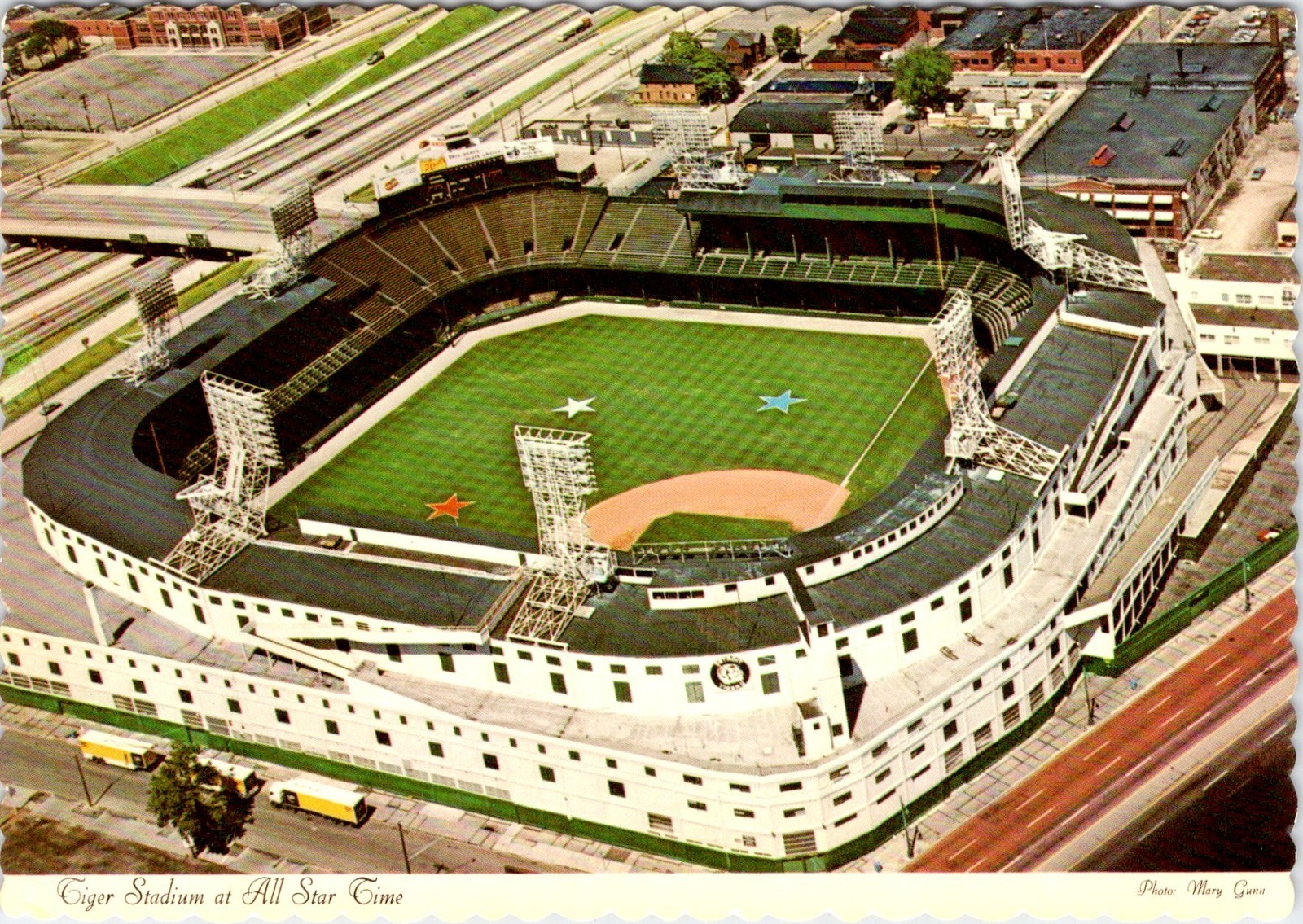 Detroit MI Michigan TIGER STADIUM 1971 All Star Baseball Game Time 4X6 Postcard