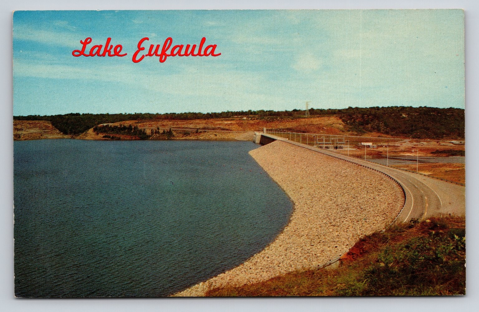 Lake Eufaula Oklahoma Photochrome Postcard SCC-209 Scenic Color Card