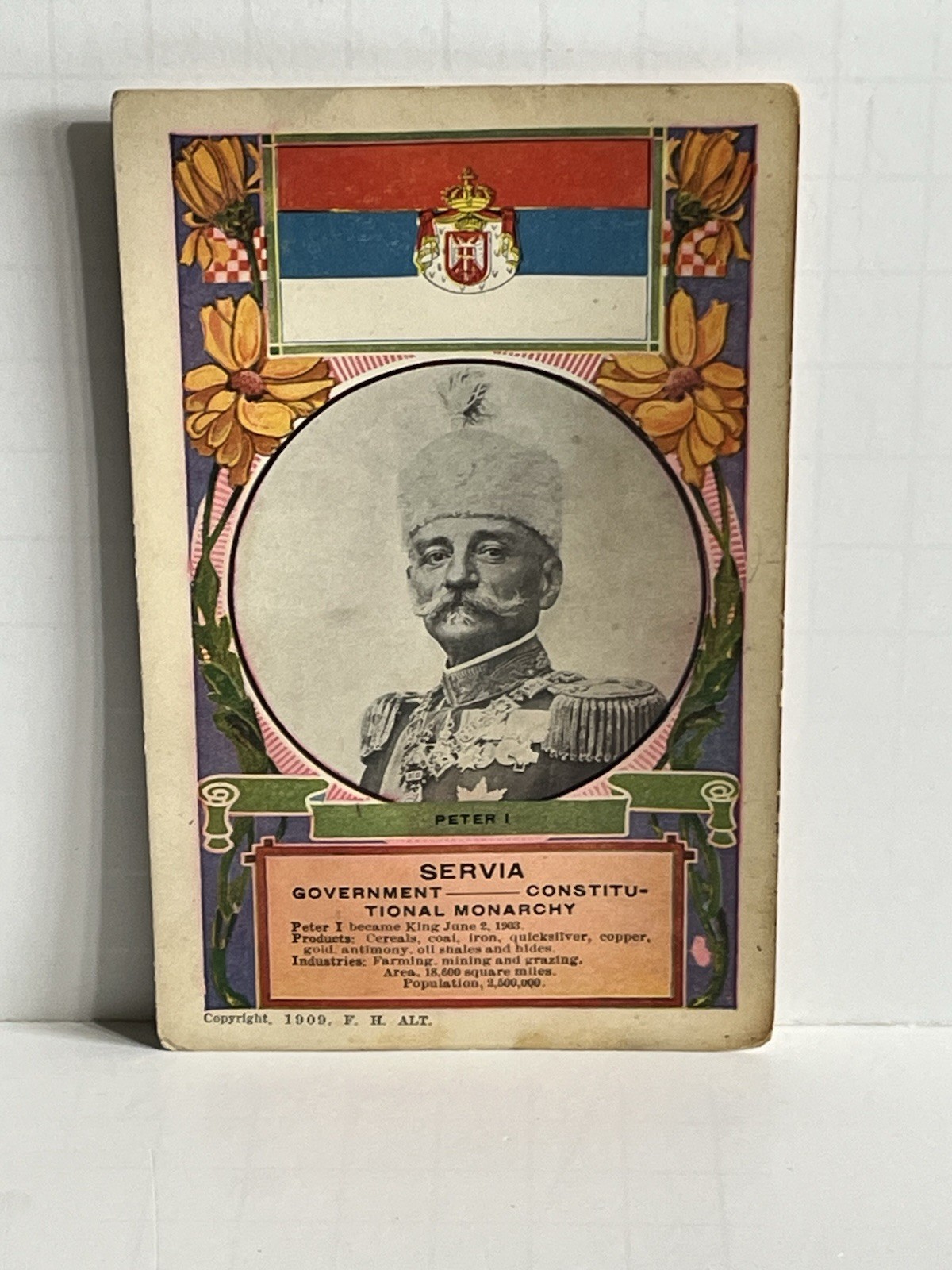 Servia Government Constitutional Monarchy Peter I Postcard B63 As Is