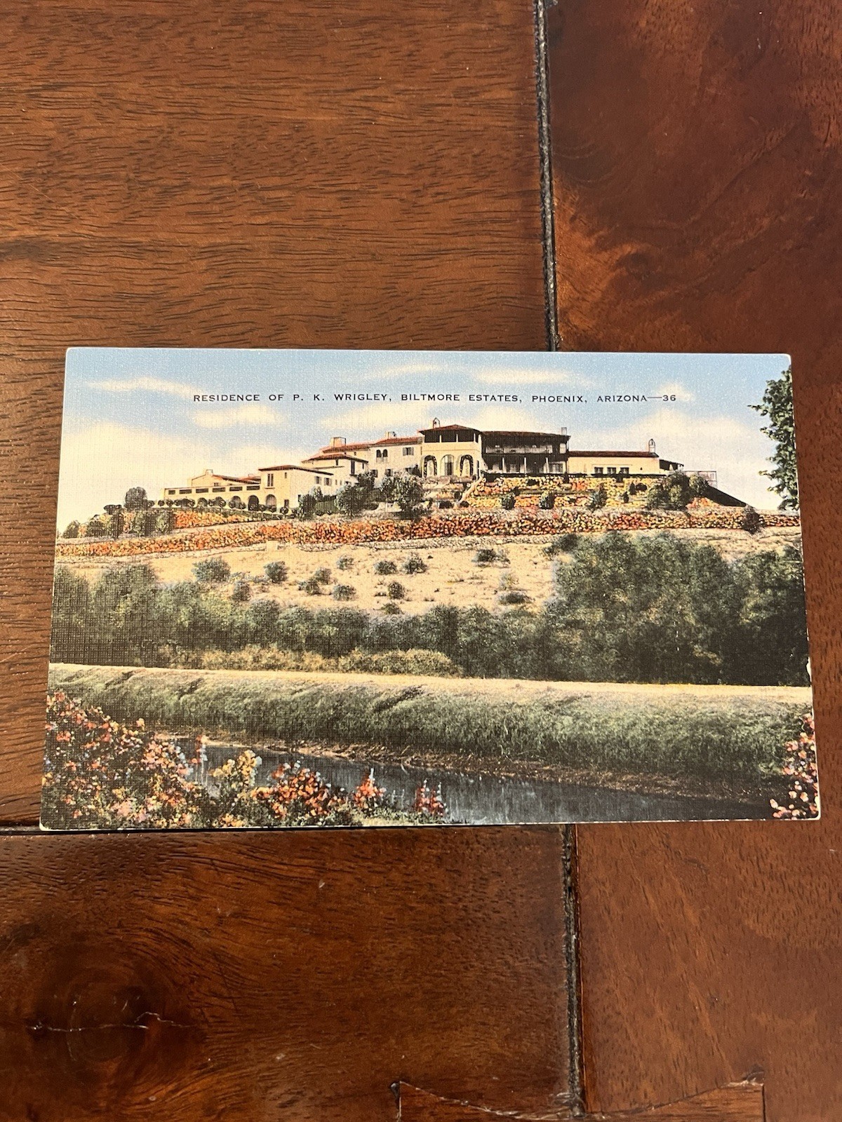 Postcard – Residence of P.K. Wrigley, Biltmore Estates, Phoenix, AZ – 1940s (T1)