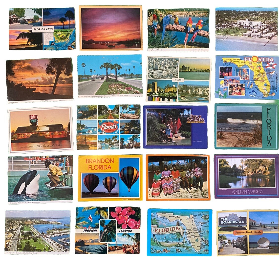 Collection of 35 Large Postcards of Florida FL Cities Landscapes Busch Gardens