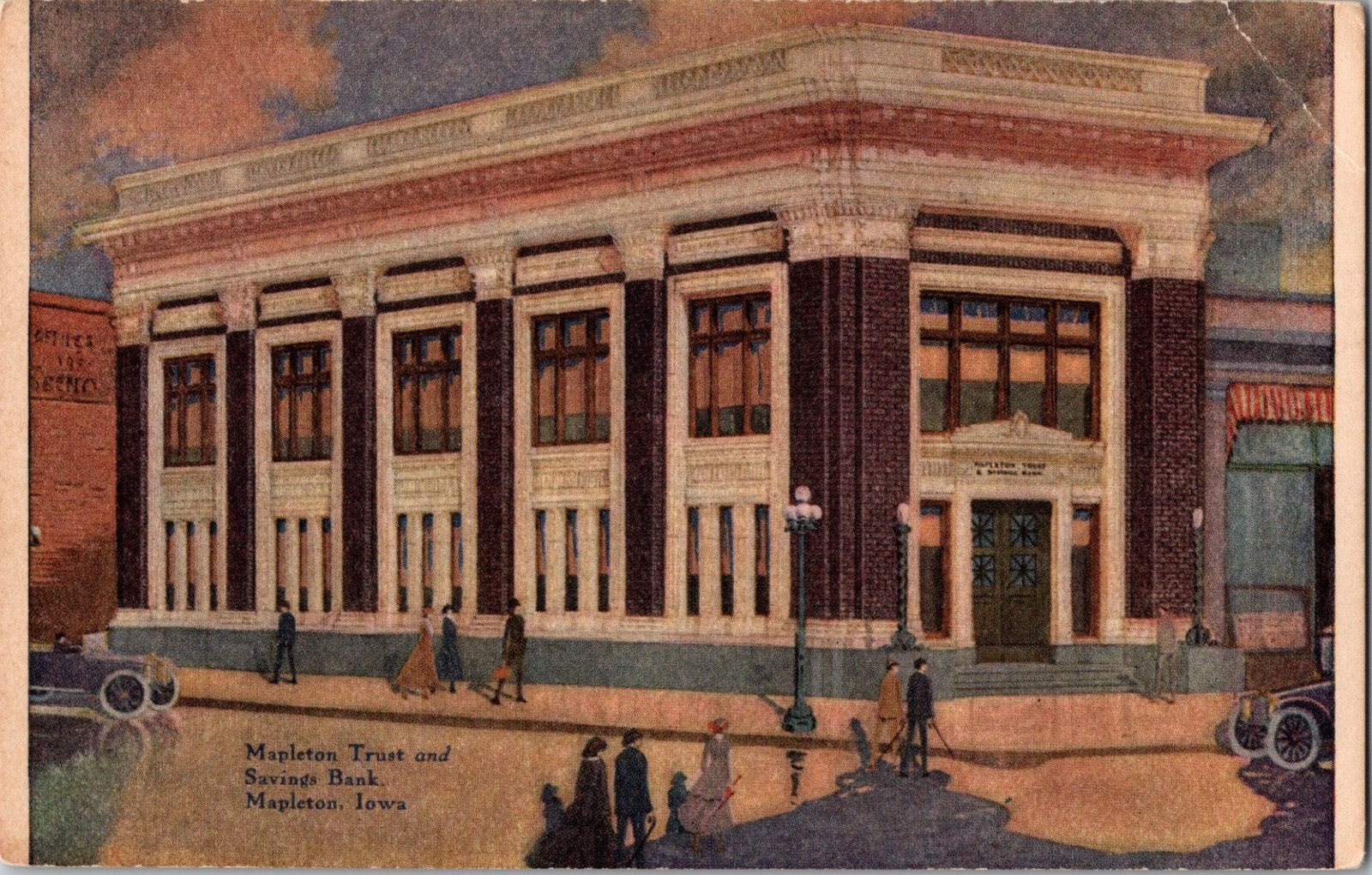 Postcard Mapleton Trust and Savings Bank, Mapleton, Iowa IA