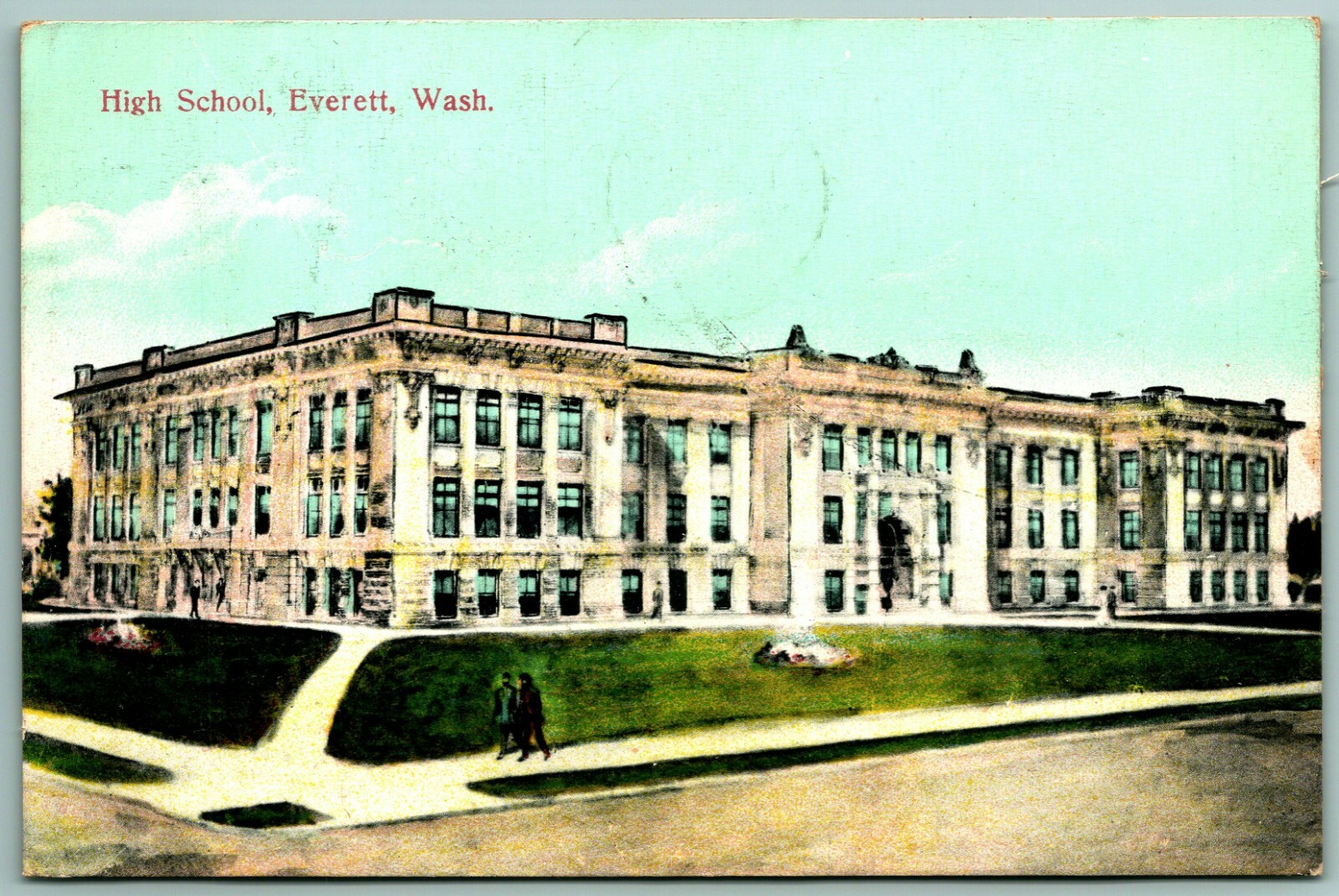 High School Building Everett Washington WA 1910 DB Postcard Sprouse & Son I9