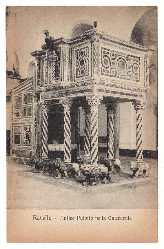 Pulpit of the Gospels, Cathedral of Ravello, Italy, Div. Back Postcard Unposted