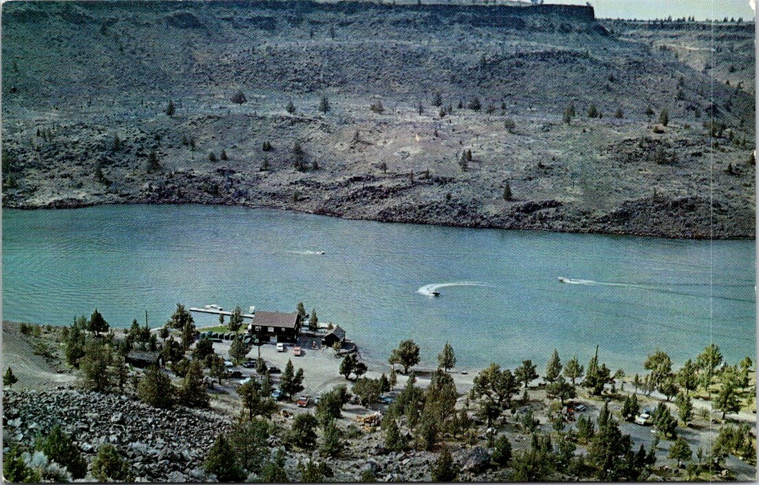 Madras OR Pelton Store Boat Landing Pelton Park Aerial View Oregon postcard P21