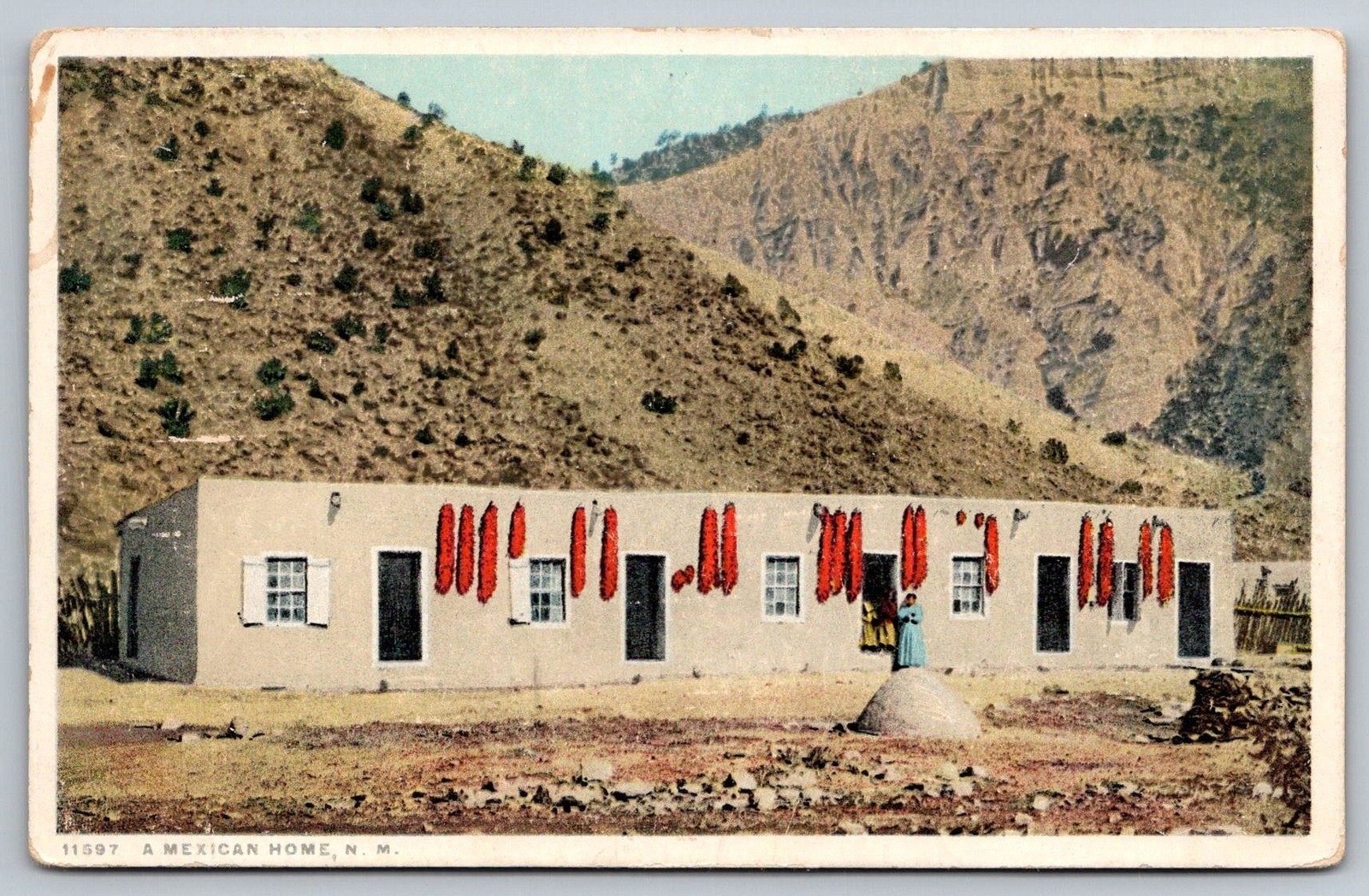 Adobe Home NM Postcard New Mexico adobe house Mexican home Detroit Publishing
