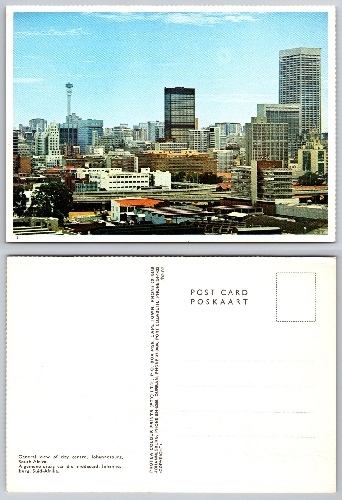 Continental Johannesburg South Africa Skyline Postcard
