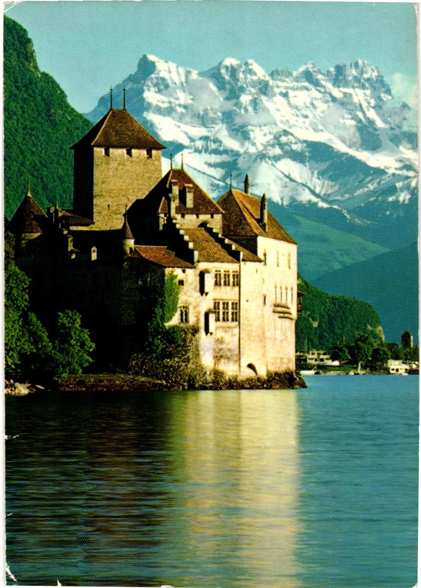 Chillon Castle Postcard 1991 Switzerland 700th Anniversary Joint Issue Stamp.
