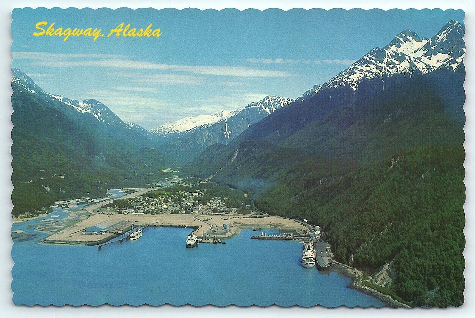 Aerial View Skagway Alaska AK UNP Chrome Continental Ferries Cruise Ships