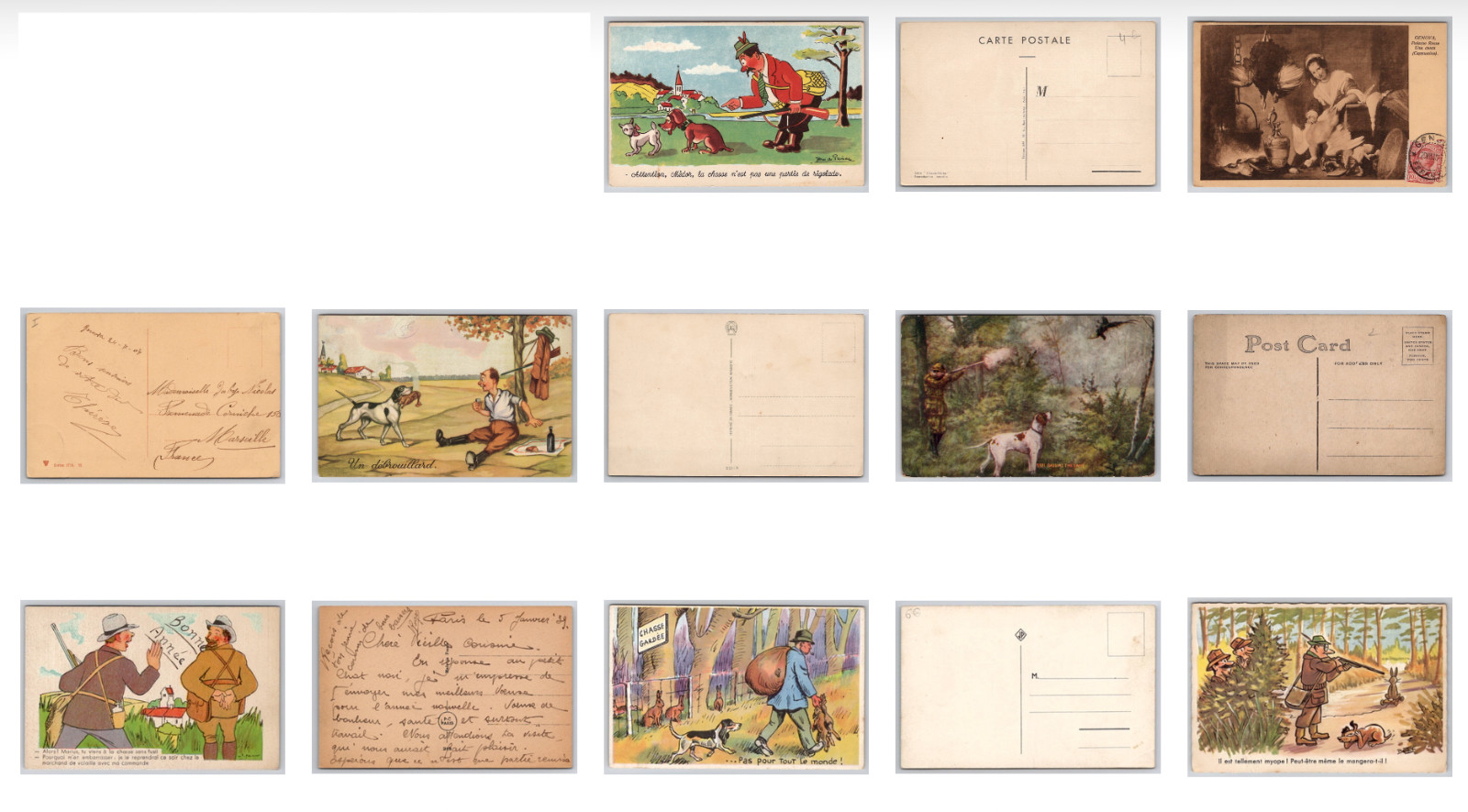 Hunting Postcards Lot of 21 Early to Mid 1900’s American French Dutch Vienne
