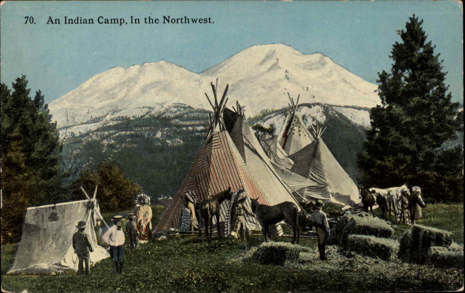 American Indian Camp in the Pacific Northwest c1910 Vintage Postcard