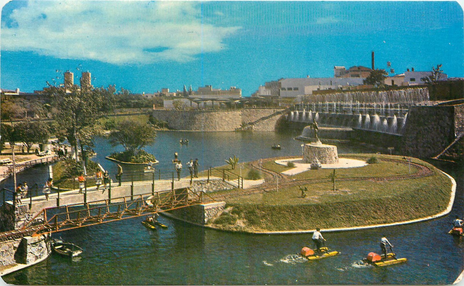 Chrome Mexico Postcard Da682 Birds Eye View Alcalde Park Jet Skis Guadalajara