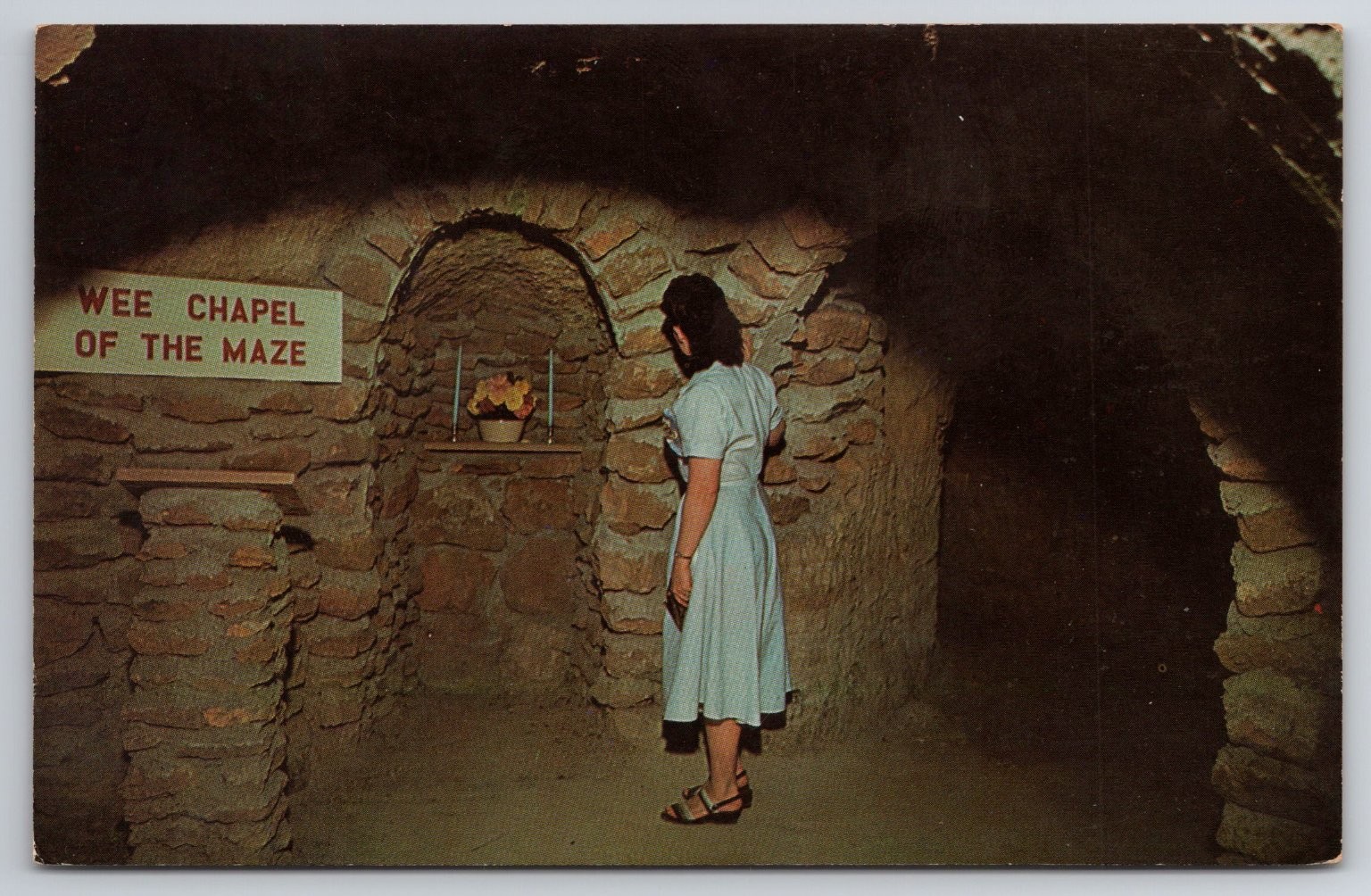 Wee Chapel of the Maze Underground Gardens Fresno CA Postcard Dexter Press