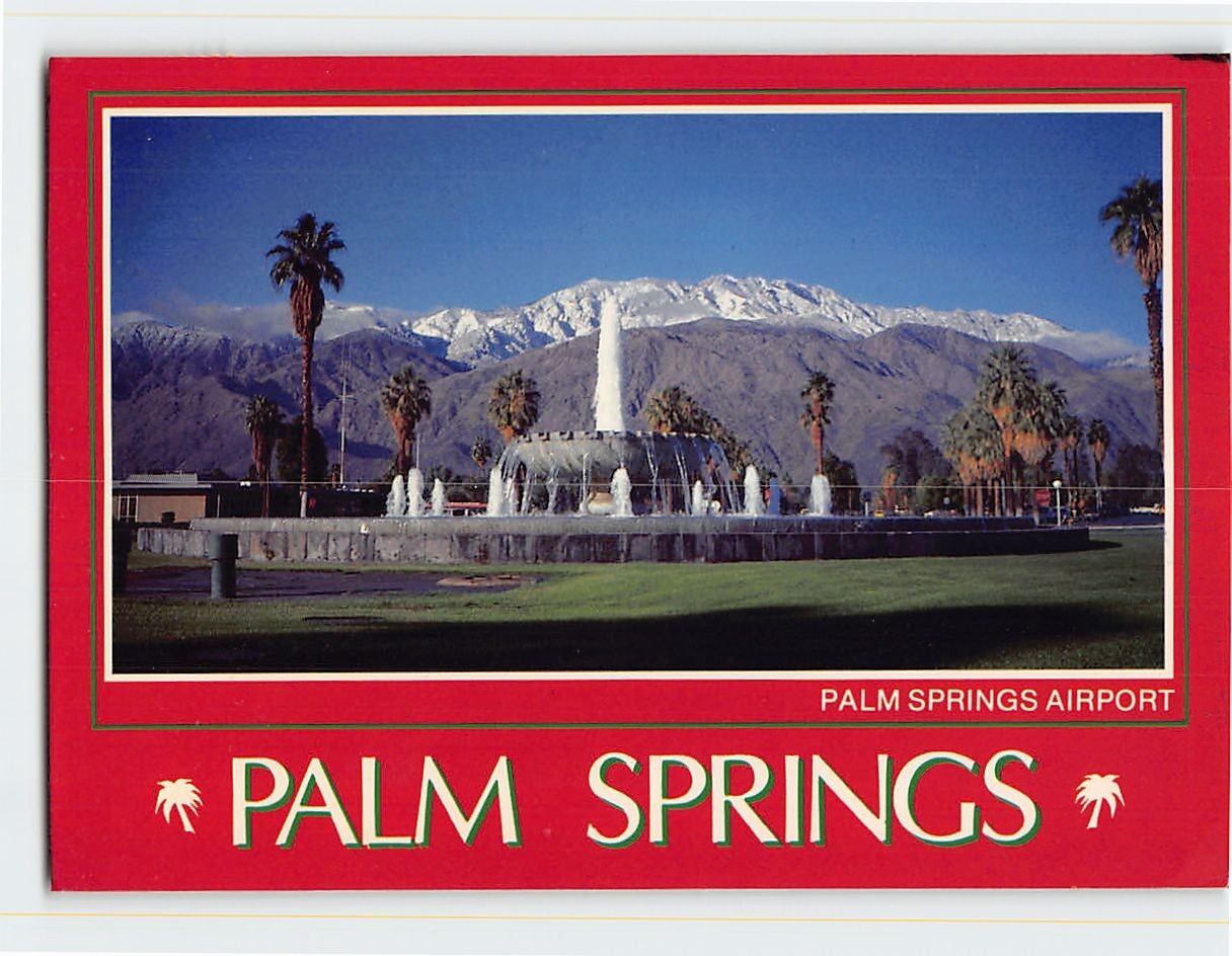 Postcard Palm Springs Airport Fountain California USA