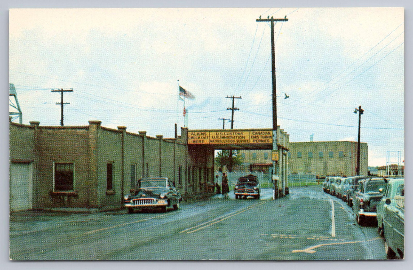 1950s US Customs & Immigration Station Hwy 53 International Falls MN Postcard