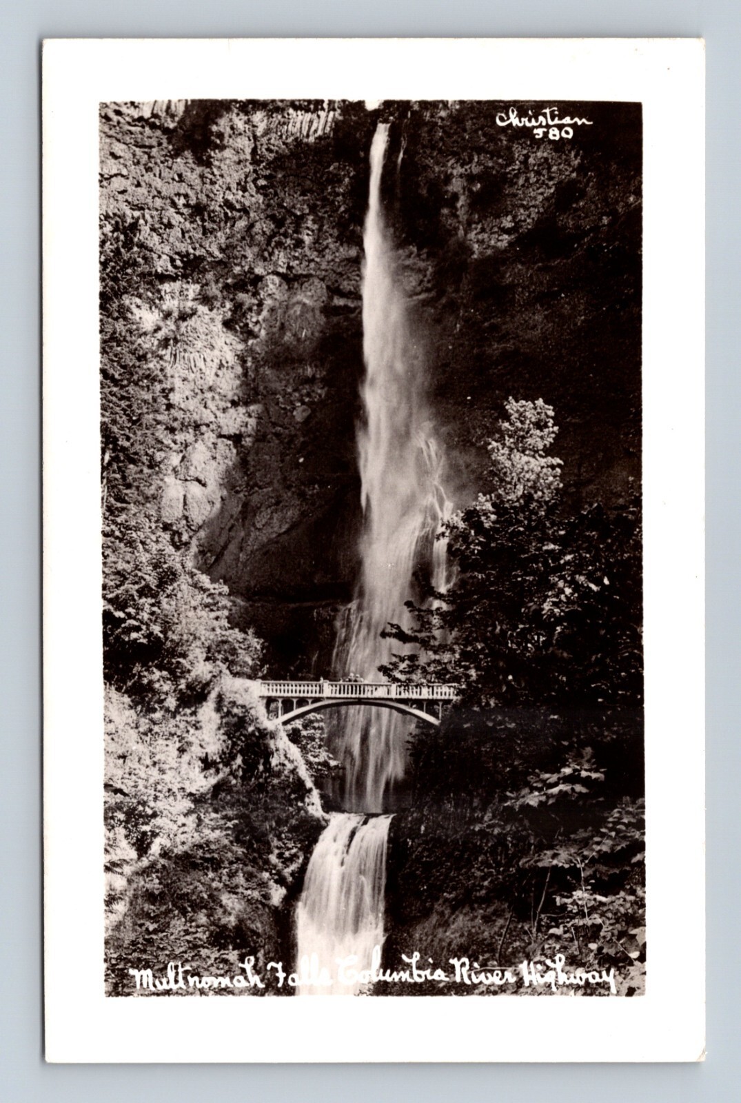 Multnomah Falls Columbia River Highway, Oregon OR RPPC Postcard Unposted