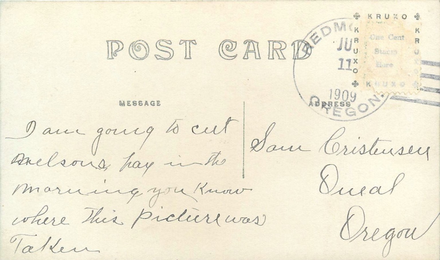 1909 Crooked River Canyon RPPC Postcard Redmond Oregon Landscape