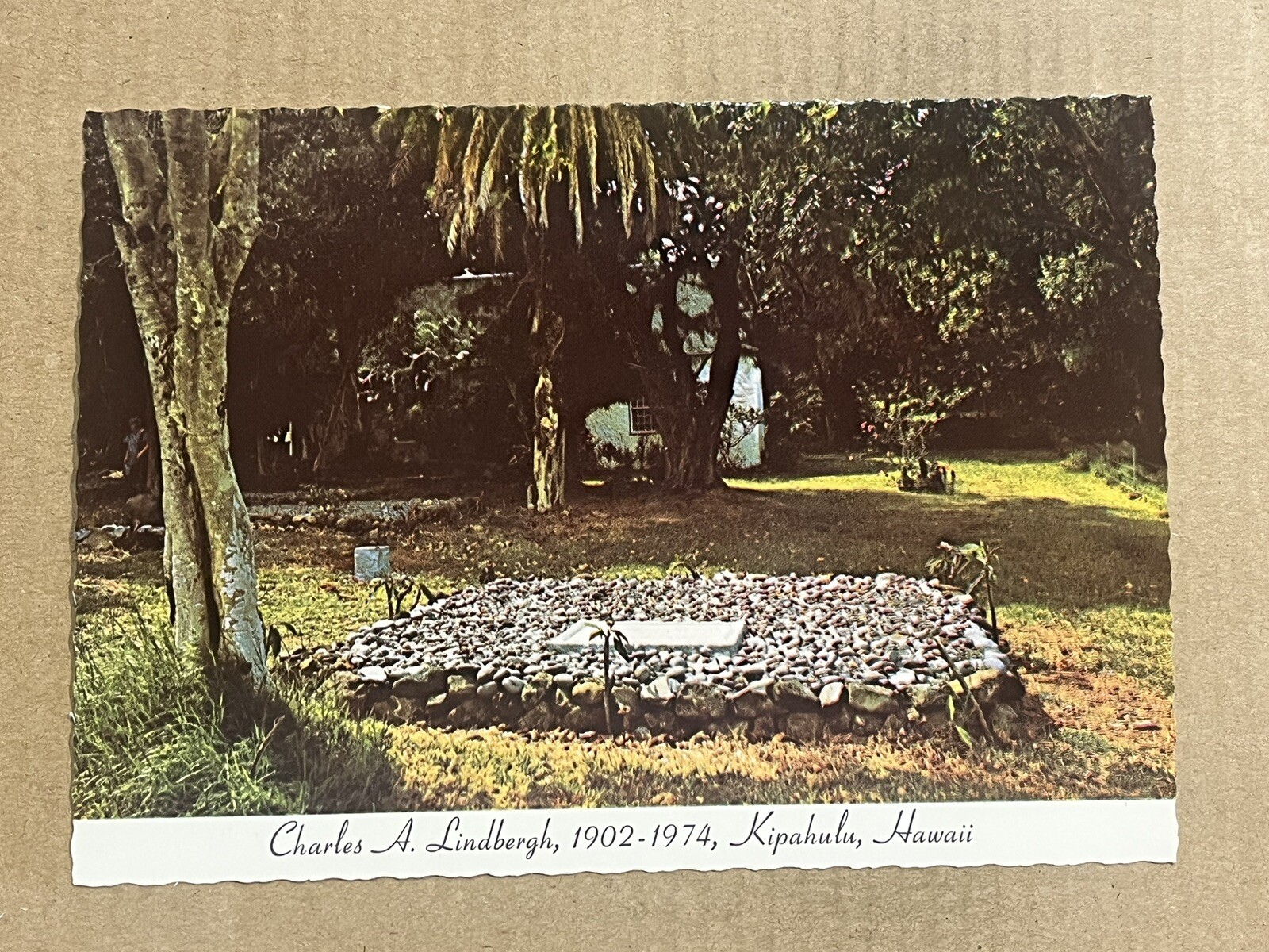 Postcard Aviator Pilot Charles Lindbergh Grave Cemetery Kipahulu Maui HI Hawaii