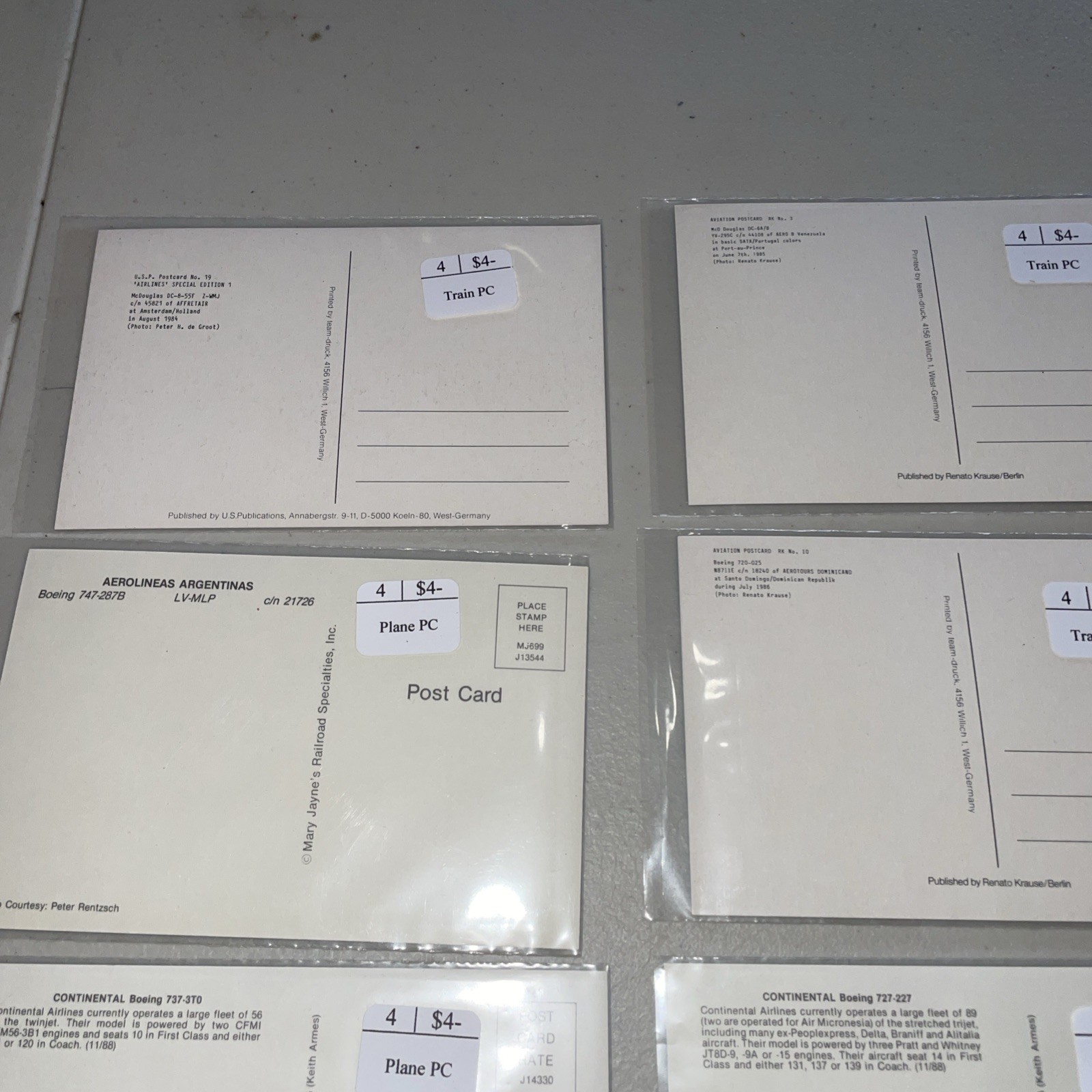 9 Vintage Airplane Airline Postcards – Standard Size Chrome – Unused