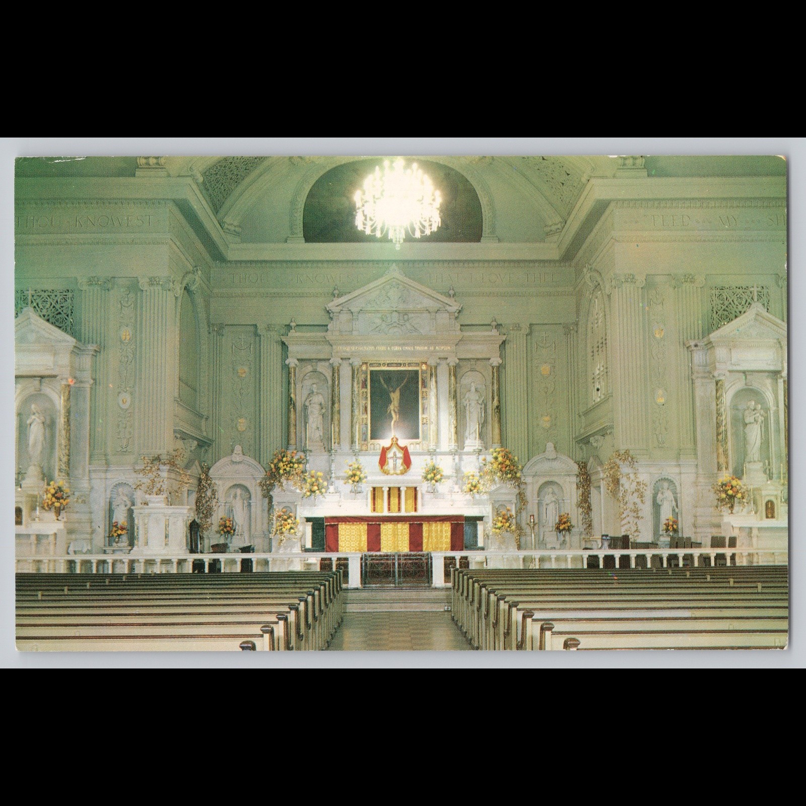 Postcard Old Saint Peters Church Interior New York City NY