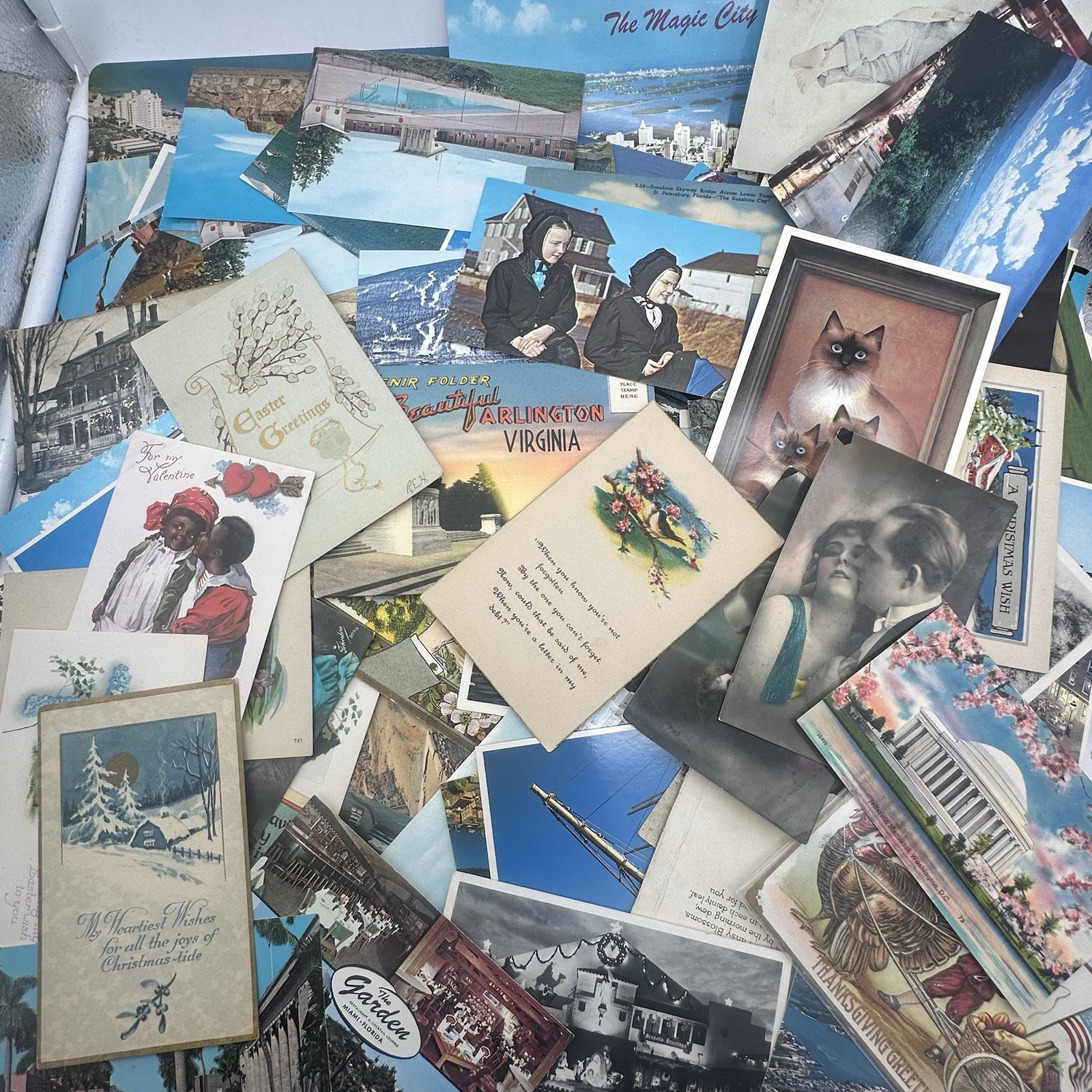 Vintage Postcards Lot of 190 + Mixed Cities Real Photo Landmarks Holiday Etc