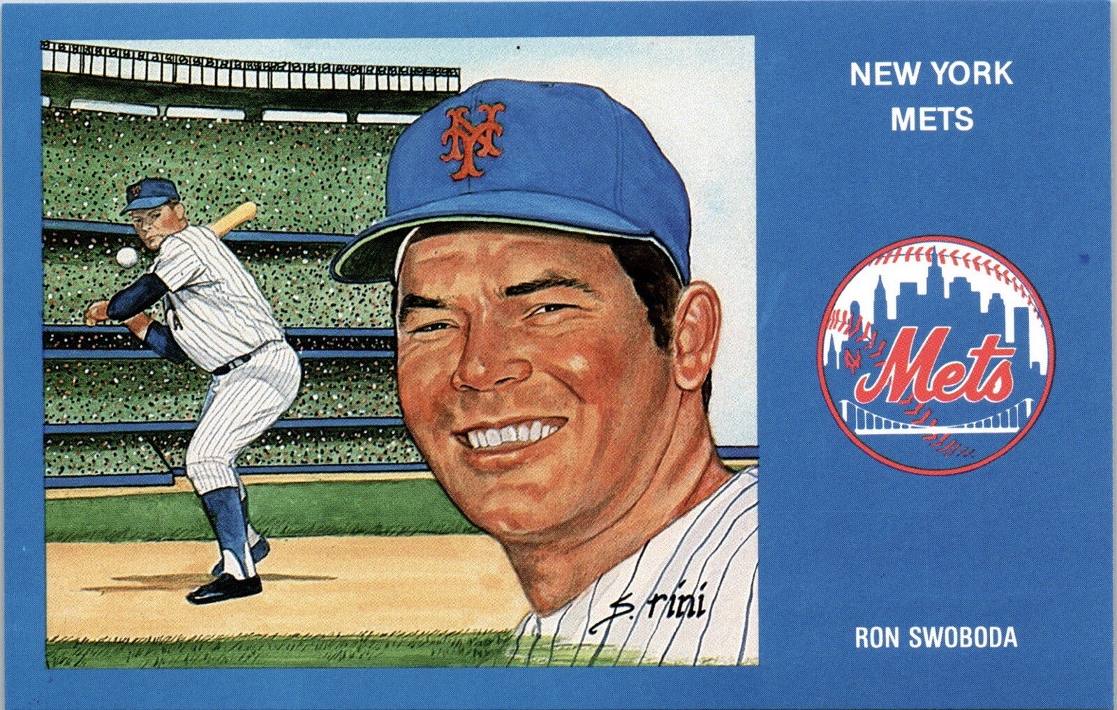 Postcard 1969 New York Mets Outfielder Ron Swoboda MLB 5000 Limited Issue New