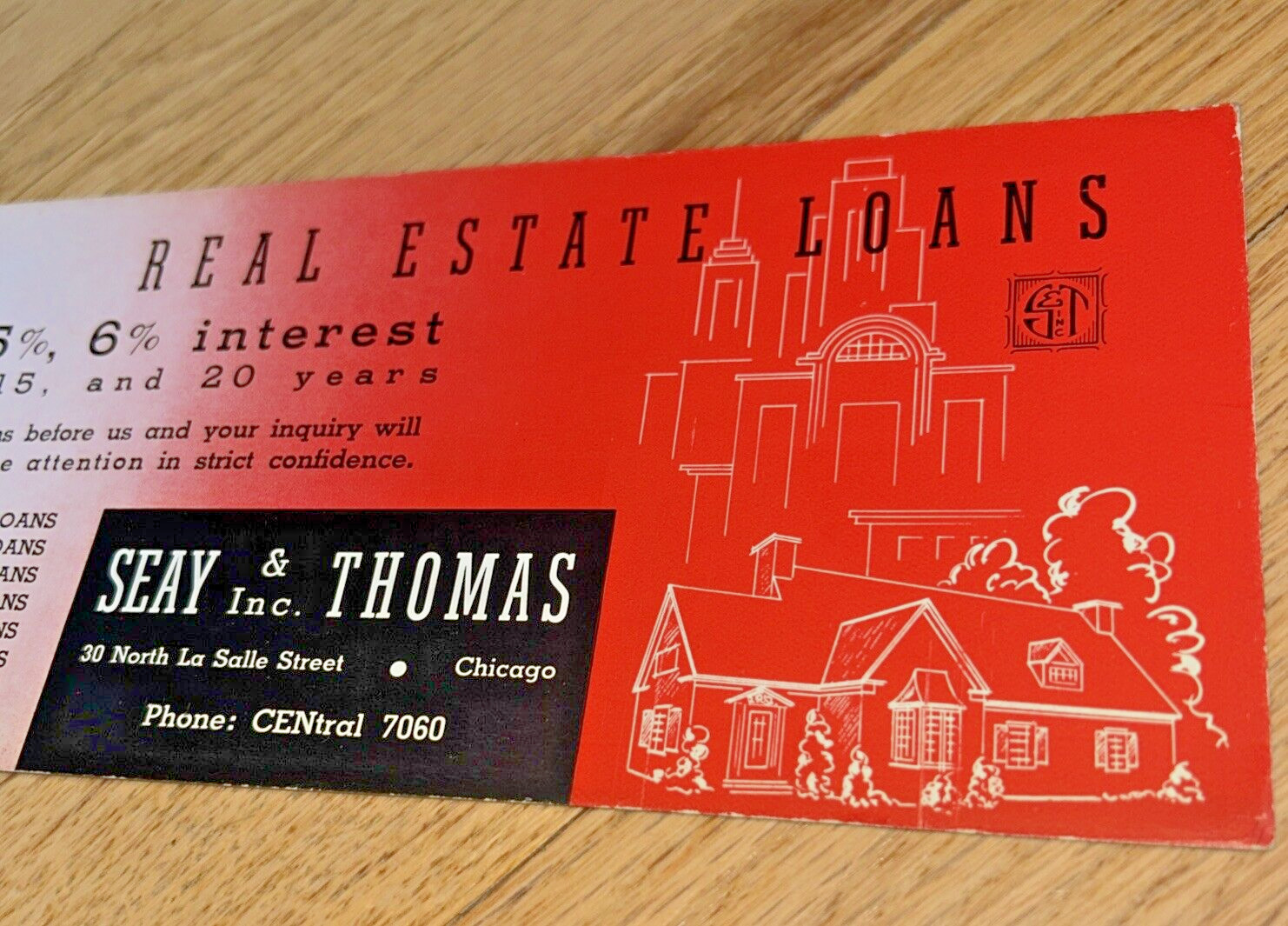 1940s SEAY & THOMAS REAL ESTATE Blotter 36 North La Salle St. CHICAGO