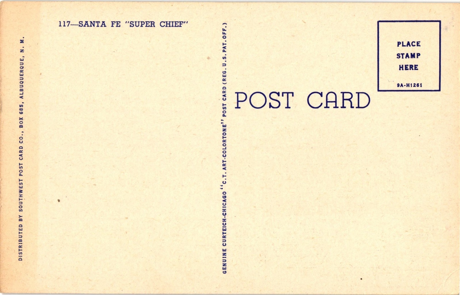 Santa Fe Super Chief Locomotive Vintage Linen Postcard Southwest Post Card Co.