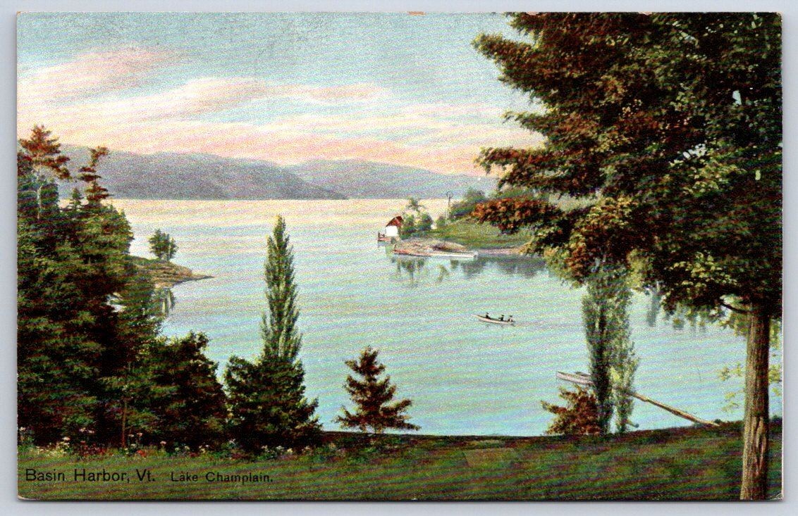 Antique Vermont Postcard BASIN HARBOR Lake Champlain 1910