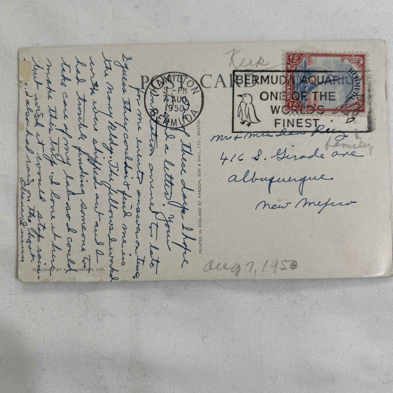 Reid St. Hamilton, Bermuda VTG Postcard Mid‑Century Street Scene Traffic Officer