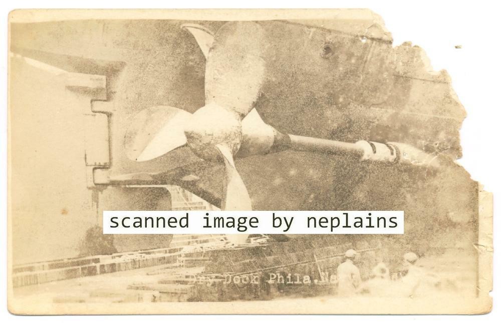 Philadelphia, Pennsylvania – Navy Yard WWI Ship – Propeller – Dry Dock – RPPC