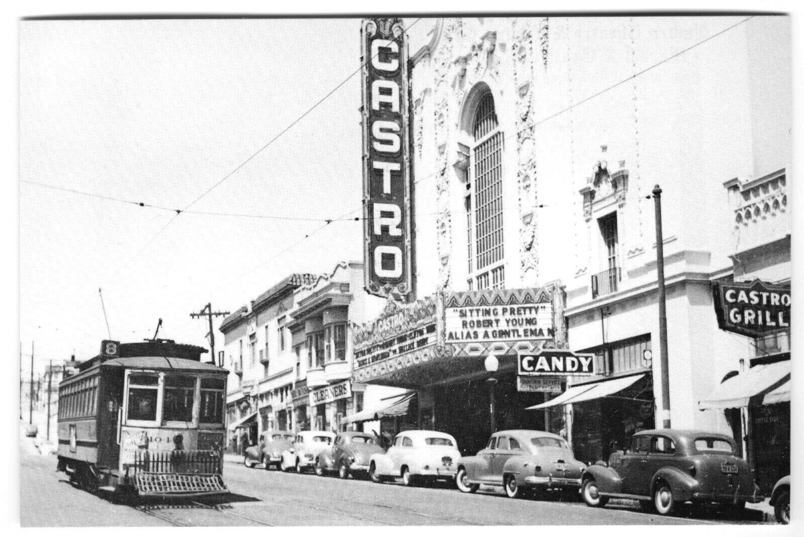 1947 SAN FRANCISCO MARKET ST. RAILWAY STREETCAR&CASTRO THEATER~NEW 1980 POSTCARD
