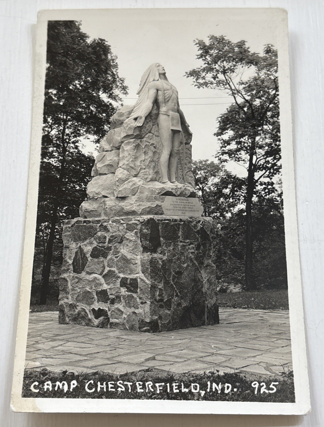 RPPC Camp Chesterfield Indiana A Memorial to the American Indian Postcard