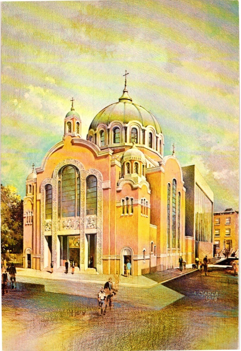 St George Ukrainian Catholic Church Postcard Manhattan NYC NY Art Vtg.