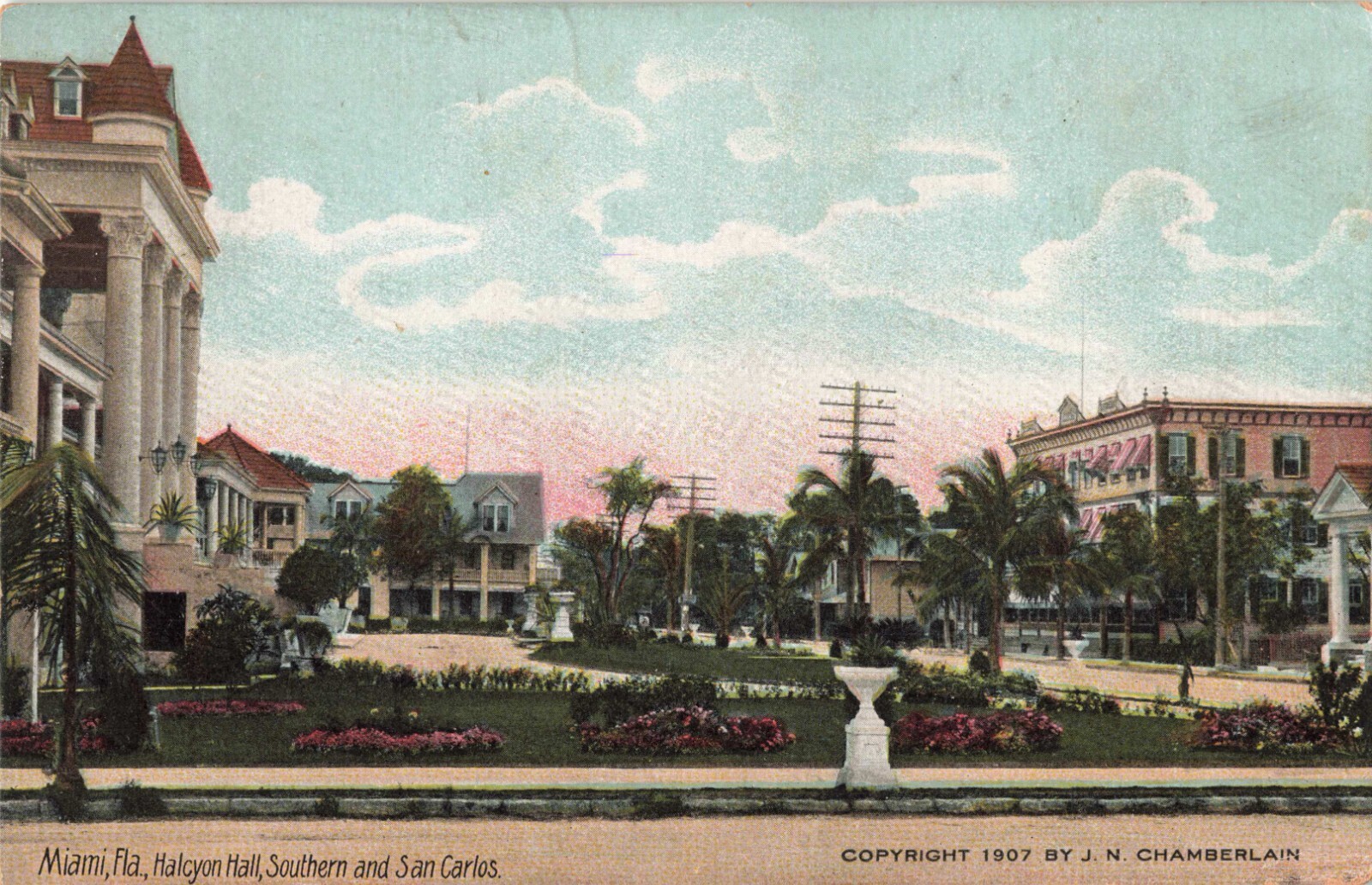 Halcyon Hall Southern & San Carlos Miami Florida FL c1907 Postcard