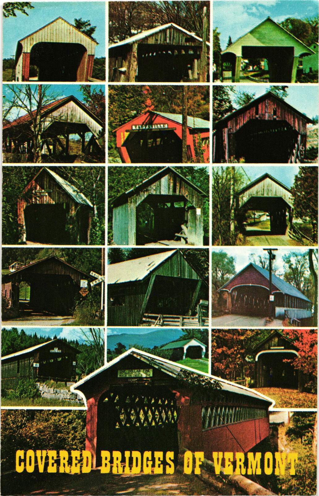 Famous Old Covered Bridges Throughout Vermont Postcard Unposted
