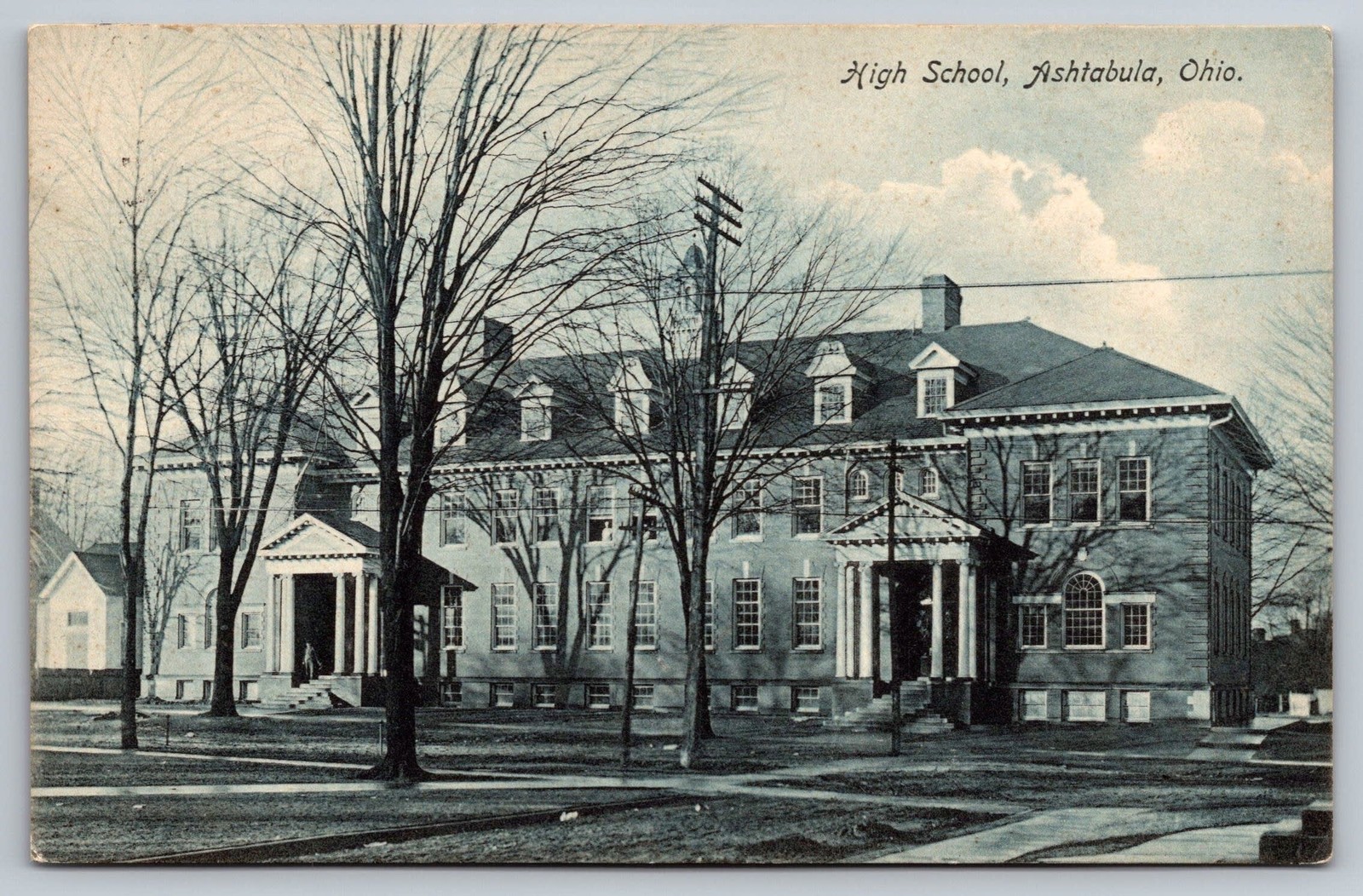 High School Ashtabula OH Vintage Postcard Ohio 1907