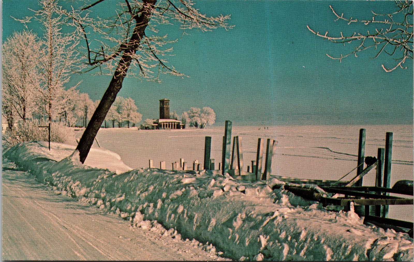 Vintage Postcard Chautauqua Lake In Winter Dunkirk N Y Color Div Back Std Sz