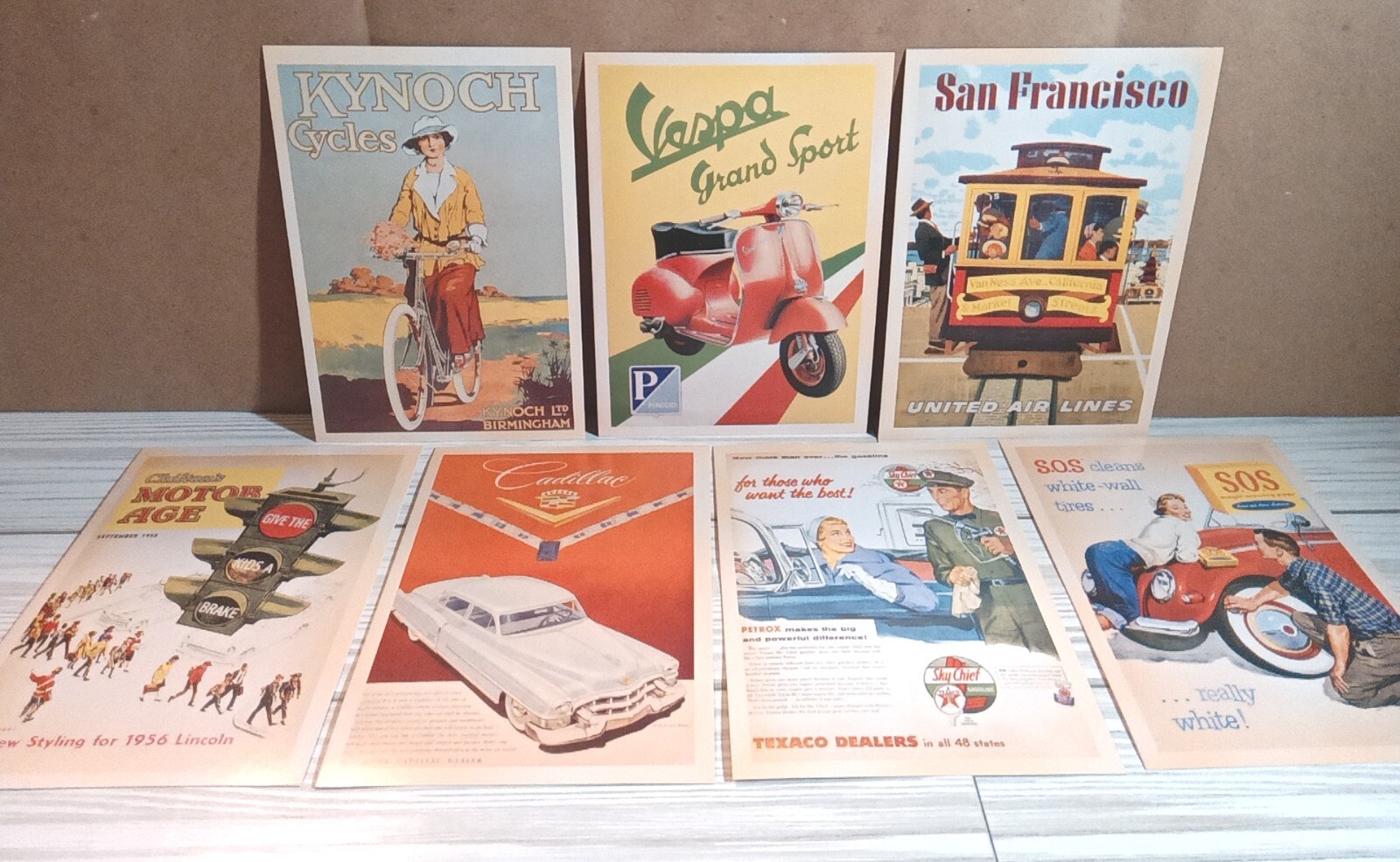 Vintage Advertising Ad Postcards Vintage Transportation Ad Reproduction 7 Pc