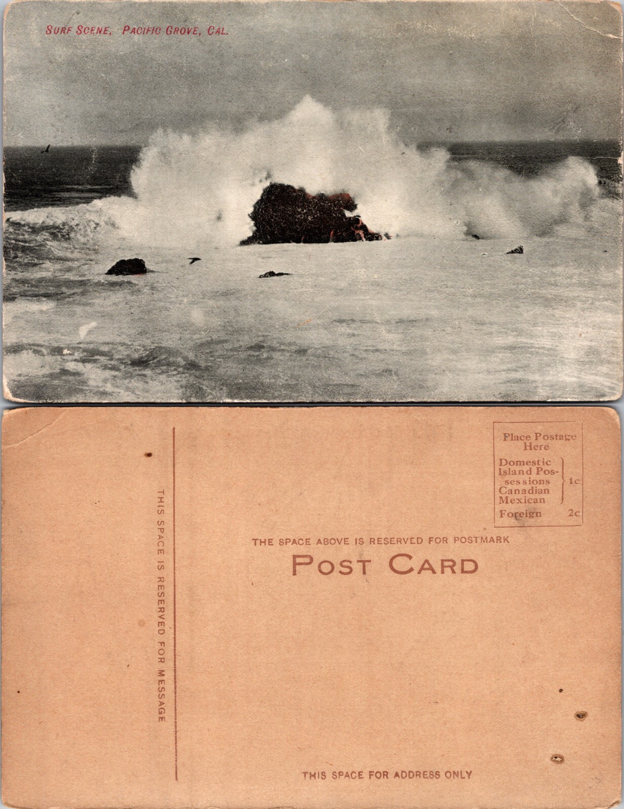 Surf Scene Pacific Grove California CA Postcard