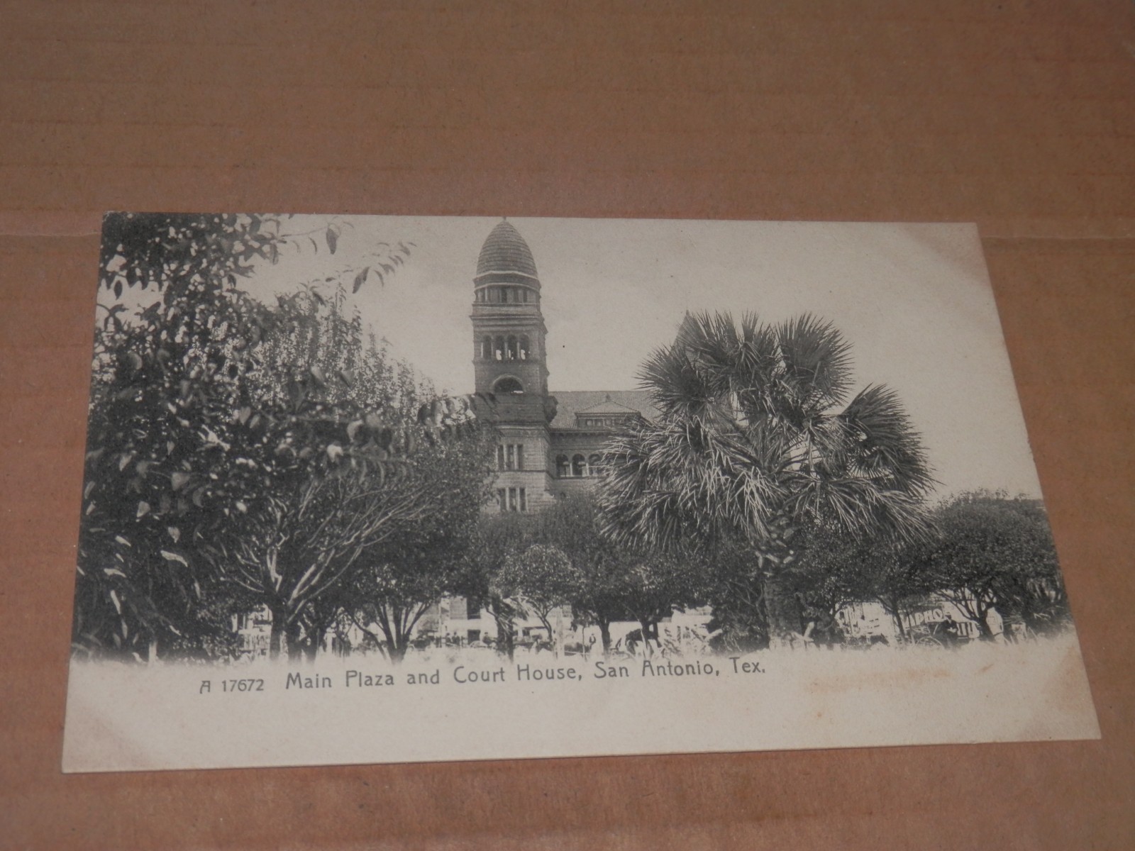 SAN ANTONIO TEXAS – 1901-1907 ERA POSTCARD – PLAZA COURT HOUSE ROTOGRAPH A 17672