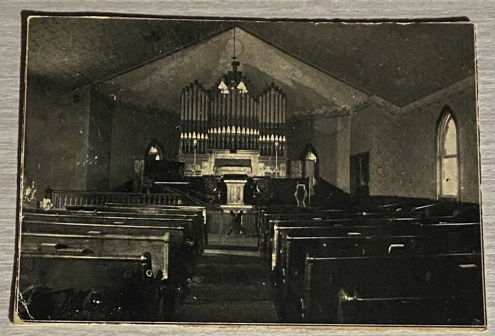 Postcard/Photo On Cardboard Interior F G Church Sioux Falls South Dakota 1906