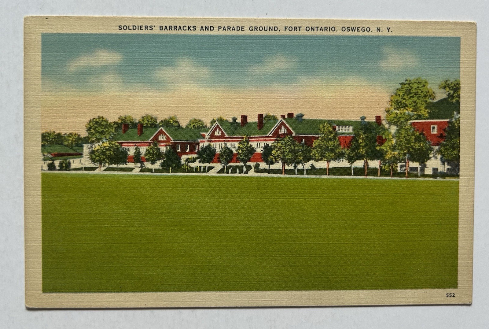 Soldiers Barracks Parade Ground Fort Ontario Oswego New York Postcard G9