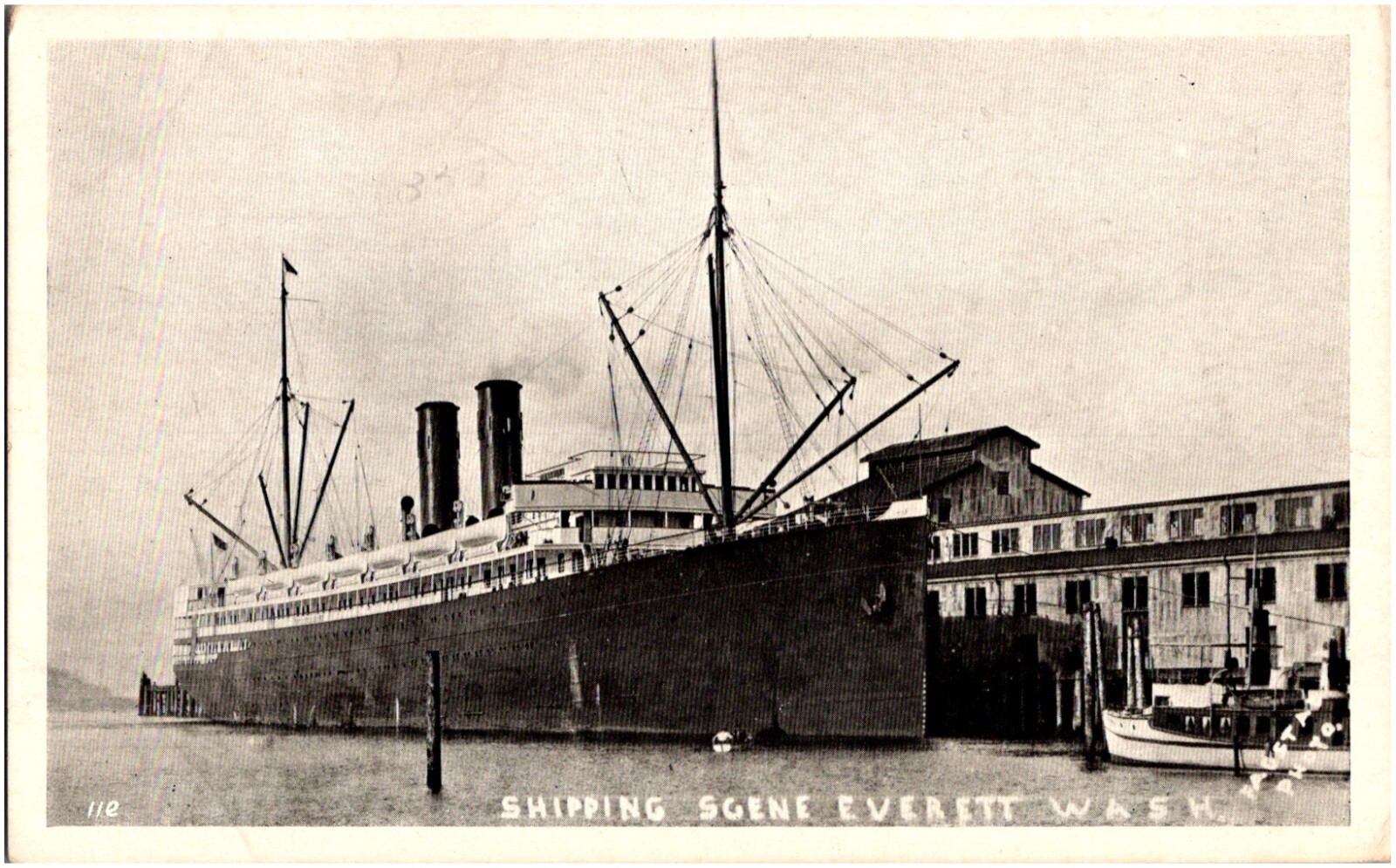 Shipping Scene Everett Washington SS Emma Alexander Steamship 1920s RPPC Photo