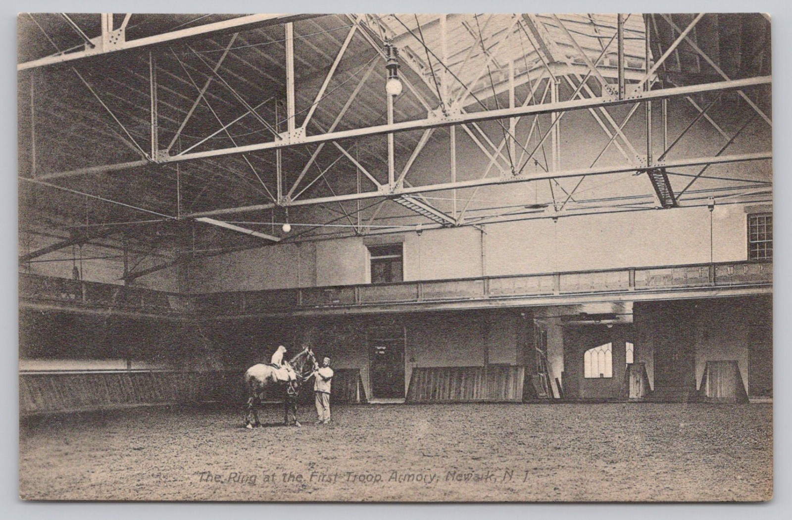 Newark NJ Mascot Dog On Horse In Arena First Troop Armory Military 1915 Postcard